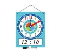 Reloj de aprendizaje, reloj de enseñanza: borrado en seco dice enseñar reloj para niños, doble página HERRAMIENTAS PRÁCTICAS DE TIEMPO ESTRECTABLE, Suministros para la escuela doméstica para uso en el