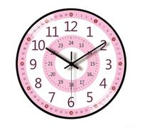 Reloj de aprendizaje sin tictac para niños, decoración de pared silenciosa para hogares y aulas, herramienta interactiva para reconocimiento de tiempo (B)