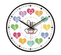 Reloj de aprendizaje sin tictac para niños, decoración de pared silenciosa para hogares y aulas, herramienta interactiva para reconocimiento de tiempo (C)