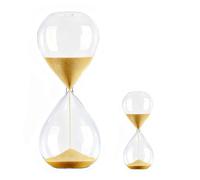 Reloj de Arena 60 y 5 Minutos, Set de 2 Relojes de Arena de Seguridad Dorados - de Cristal Grueso 1.83mm para Cocina, Juegos, Oficina, Aula