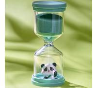 Reloj de arena de plástico irrompible de 30 minutos, colorido reloj de arena para niños con panda en color verde macaron, gestión del tiempo media hora, temporizador de tiempo para niños para la vida