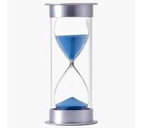 Reloj de arena de plástico redondo de 3/5/10/15/20/25/30 minutos para gestión del tiempo, aula, oficina, portátil, temporizador preciso, uso en la cocina (azul, 5 minutos)