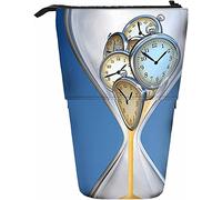 Reloj de arena telescópico para lápices, papelería, bolígrafos, caja de almacenamiento con cierre de cremallera para mujeres, hombres, niños, niñas, reloj de tiempo, flujo de arena, reloj de cuenta r