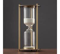 Reloj de arena, Vidrio de borosilicato alta calidad, grifo arena 30/60 minutos, decoración for el hogar, lujo y simplicidad(White Sand,30 minutes (8 * 21cm))