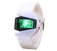 Reloj de Avión Digital Multifuncional para Hombres y Mujeres Luces LED Coloridas Diseño único Espejo de Plástico 1 Reloj de Avión (White)