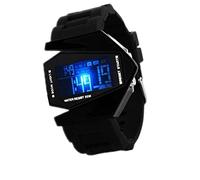 Reloj de Avión Digital Multifuncional para Hombres y Mujeres Luces LED Coloridas Diseño único Espejo de Plástico 1 Reloj de Avión (Black)