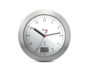 Reloj de baño inalámbrico, Pantalla Digital de Temperatura, Marco de Aluminio, ventosas, Esfera Blanca, Modelo 41124, práctico e Impermeable