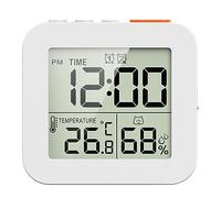 Reloj de baño, temporizador de ducha digital para cuarto de baño, reloj de pared de cocina con alarma, temporizador táctil impermeable portátil, termómetro interior, higrómetro, blanco