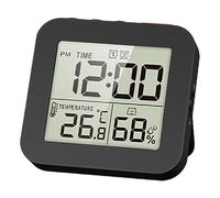 Reloj de baño, temporizador de ducha digital para cuarto de baño, reloj de pared de cocina con alarma, temporizador táctil impermeable portátil, termómetro interior, higrómetro, negro