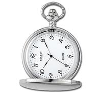 Regent Reloj de bolsillo para hombre Savonnette tapa plegable 47 mm cuarzo esfera blanca números árabes