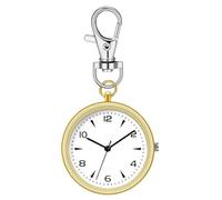 Reloj de Bolsillo Antiguo clásico de Estilo Antiguo, Reloj de Llavero con Clip, Reloj silencioso portátil de género Neutro para el Lugar de Trabajo al Aire Libre, de Viaje Escolar, Oro
