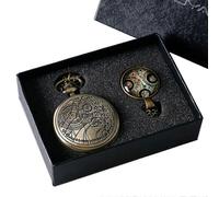 Reloj de bolsillo antiguo de Doctor Who en color bronce con diseño de símbolos de Doctor Who y colgante de cúpula de cristal. Incluye caja d
