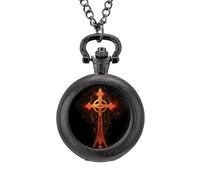 Reloj de bolsillo antiguo egipcio Ankh con colgante de aleación, collar de regalo para hombres y mujeres, Estilo negro, talla única