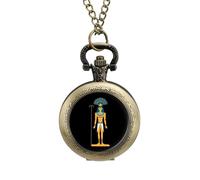 Reloj de bolsillo antiguo egipcio antiguo Dios antiguo vintage con colgante de aleación, collar de regalo para hombres y mujeres, Estilo cobre, talla única
