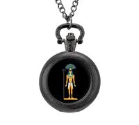 Reloj de bolsillo antiguo egipcio antiguo Dios antiguo vintage con colgante de aleación, collar de regalo para hombres y mujeres, Estilo negro, talla única