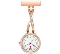 Reloj de Bolsillo, Broche con Clip Colgante Enfermera Pin Reloj Moda Cristal Hombres Mujeres Unisex Reloj de Bolsillo de Acero Completo