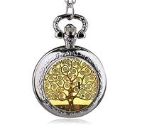 Reloj de Bolsillo, Cadena de árbol de la Vida de Acero Inoxidable Plateado, Collar de Reloj de Bolsillo Luminoso, joyería para Mujer, Cadena Colgante Brillante
