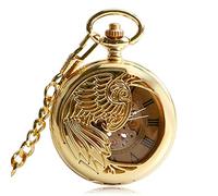 Reloj de bolsillo clásico dorado Reloj de esqueleto con colgante Exquisito reloj de bolsillo con cadena automática mecánica automática Phoenix Mejor regalo