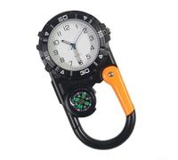 Reloj de bolsillo con mosquetón para exteriores con brújula y luminoso para esfera, accesorio de clip para escalada, camping, senderismo (negro)