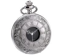 Reloj de Bolsillo de Cuarzo Clásico con Escala de Números Romanos y Correa de Cadena