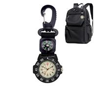 Reloj de Bolsillo de Cuarzo con mosquetón Que en la Oscuridad, brújula Impermeable para Hombres y Mujeres, Correr, natación, Escalada, Camping, Senderismo, Caza, Supervivencia y