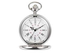 Reloj de bolsillo de cuarzo de acero vintage suave con cadena corta para hombres y mujeres, regalo para cumpleaños, aniversario, Navidad, día del padre (plata), plata, Antiguo