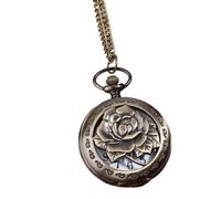 Reloj de bolsillo de cuarzo hueco redondo retro de bronce, collar con colgante vintage para hombres y mujeres, regalo de joyería de moda, 01, 1.0*1.0*1.0