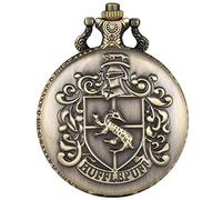 Reloj de Bolsillo de Cuarzo Negro Hufflepuff Reloj Colgante de exhibición de números Romanos Vintage Reloj de cumpleaños para niños con Caja de Regalo