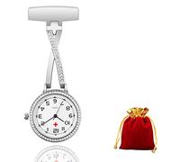 Reloj de bolsillo de enfermera de diamante luminoso simple reloj de pecho médico, hebilla de clip médico colgante broche enfermera reloj de bolsillo regalo