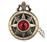 Reloj de bolsillo de piedras preciosas para hombre - de bolsilo con movimiento de cuarzo, con cadena | Reloj de bolsillo vintage con números romanos, diseño steampunk, accesorios de cuerda manu