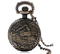 Reloj de Bolsillo de tamaño pequeño de Cuarzo con diseño de Locomotora en 3D de Bronce Retro, con suéter, Collar, Cadena, Regalo para niñas, Decorar Regalo para Padre