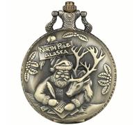 Reloj de bolsillo mágico con diseño de Papá Noel, diseño vintage, color dorado, con cadena, perfecto para caja de Nochebuena, carta de Papá Noel o Navidad. ¡Un regalo mágico directamente desde el Polo