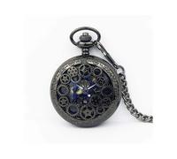 Reloj de bolsillo mecánico clásico grande con engranajes retro en relieve y hueco.