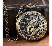 Reloj de Bolsillo mecánico con Esfera Romana Tallada en Flores y pájaros Vintage, Cadena Fob, Cuerda Manual, Reloj mecánico para Hombre y Mujer, Reloj de Bolsillo, Regalos para la Familia