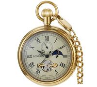 Reloj de bolsillo mecánico vintage con diseño de tren de Londres para hombre, Dorado (gold2), Vintage