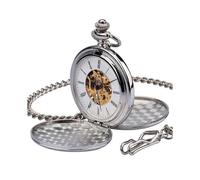 Reloj de bolsillo mecánico Zeiger plateado Steampunk esqueleto estilo vintage clásico retro colgante
