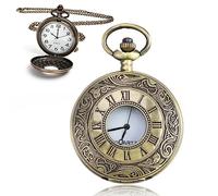 Reloj de bolsillo, números romanos de estilo antiguo con cadena extraíble, colgante de reloj Steampunk de inspiración vintage para hombre, regalo para cumpleaños, Navidad, día del padre, Bronce, One