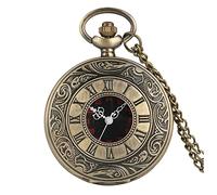 Reloj De Bolsillo Números romanos Números Reloj de bolsillo de cuarzo Hombres Mujeres Mujeres Black Hollow Case Steampunk Vintage Colgante Colgante Collar Los mejores regalos for hombres mujeres Reloj