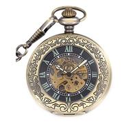Reloj de bolsillo para hombre Infinite U de cuerda automática, con diseño steampunk retro que deja a la vista el mecanismo, color dorado, incluye cadena