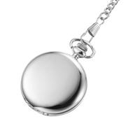 Reloj de Bolsillo Retro de Cuarzo, Dos Caras, Cadena Larga | Aleación y Plástico, Accesorio Decorativo para Cuello y Ropa, Estilo Vintage Moderno, Color Plata