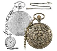 Reloj De Bolsillo Vintage, 2 Piezas - Cadena para Hombres y Mujeres - Cuarzo, Cumpleaños (Blanco, Verde)
