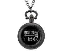 Reloj de bolsillo vintage con colgante de aleación con texto en inglés "I'm Not Tired with Arrow", regalo para hombres y mujeres, Estilo negro, talla única