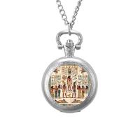 Reloj de bolsillo vintage con colgante de aleación y estatua de faraón egipcio antiguo, regalo para hombres y mujeres, Estilo plateado, talla única