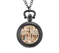 Reloj de bolsillo vintage con colgante de aleación y estatua de faraón egipcio antiguo, regalo para hombres y mujeres, Estilo negro, talla única