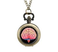 Reloj de bolsillo vintage con diseño de cerebro humano, colgante de aleación, collar de regalo para hombres y mujeres, Estilo cobre, talla única
