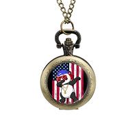 Reloj de bolsillo vintage con diseño de panda con bandera americana, reloj de bolsillo con colgante
