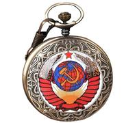 Reloj de Bolsillo Vintage, Reloj de Bolsillo | Relojes de Bolsillo con icono de Hoz martillar - Accesorios de Moda, Reloj de Trigo Pentagrama con Cadena para Cumpleaños, Padres Prothes, rojo, Se