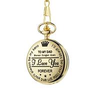 Reloj de Bolsillo y Cadena,Reloj de Bolsillo - Nunca Olvides eso, te Amo, for Siempre-de un Hijo a mi papá/Regalo Reloj de Bolsillo de Cuarzo con Cadenas de Clip Aniversario de cumpleaños (Color : Go