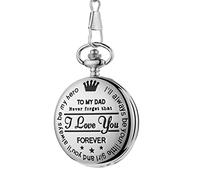 Reloj de Bolsillo y Cadena,Reloj de Bolsillo - Nunca Olvides eso, te Amo, for Siempre-de un Hijo a mi papá/Regalo Reloj de Bolsillo de Cuarzo con Cadenas de Clip Aniversario de cumpleaños (Color : Si