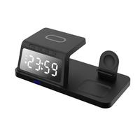 Reloj de cabecera digital con estación de carga inalámbrica Cargadores rápidos de 15 W Cargadores rápidos para teléfono Reloj Estación de carga con base para auriculares con reloj despertador digital